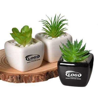 Mini Square Ceramic Planter Flower Pot